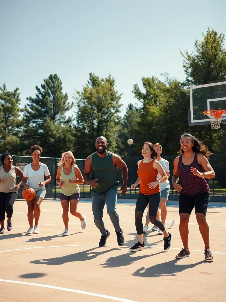 A lively scene from an adult volleyball tournament hosted by VVB VIC VOLLEY BALL, highlighting the competitive spirit and community engagement.